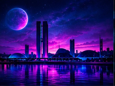 Skyline futurista inspirado em Brasília